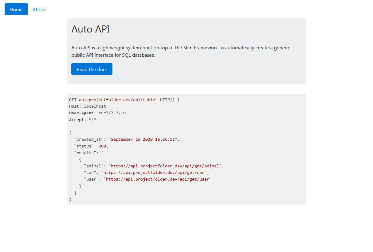 Auto API – Slim Framework